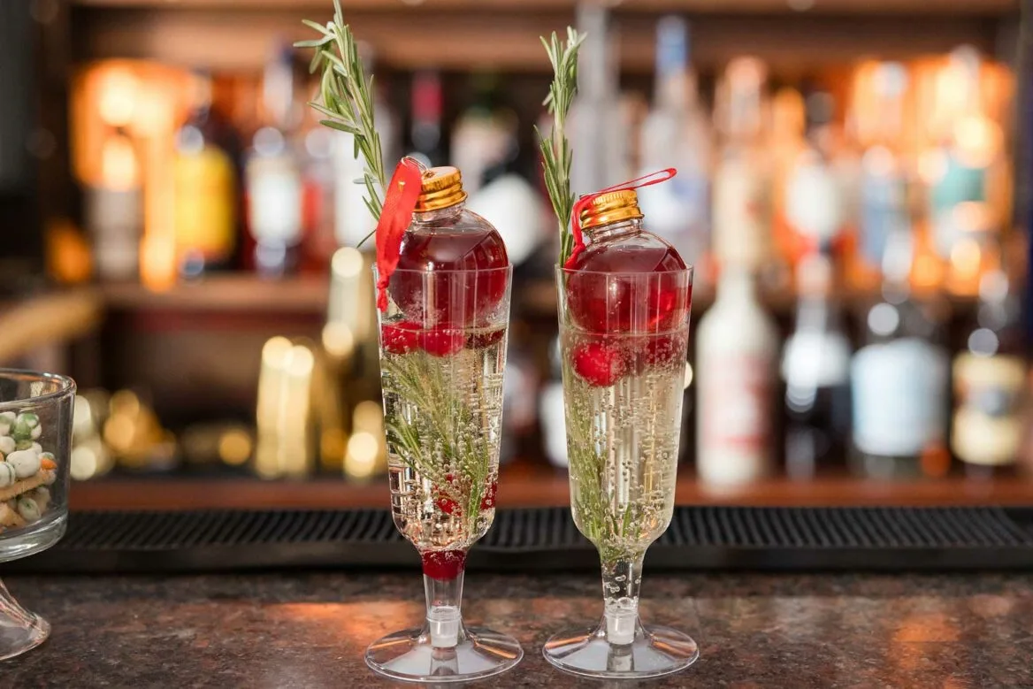 Holiday cocktails on the bar